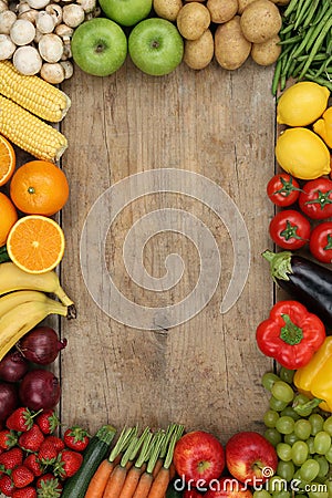 Healthy fruits and vegetables with copyspace Stock Photo