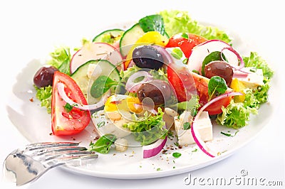 Healthy Greek salad Stock Photo