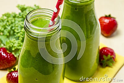 Healthy Green Juice Smoothie Drink Stock Photo