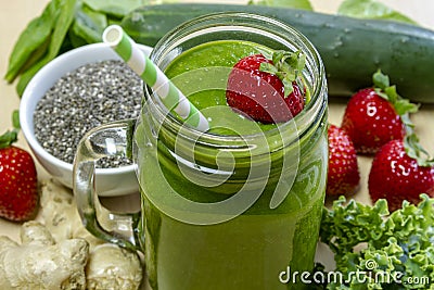 Healthy Green Juice Smoothie Drink Stock Photo