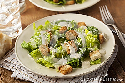 Healthy Green Organic Caesar Salad Stock Photo