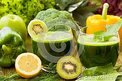 Healthy green smoothies Stock Photo