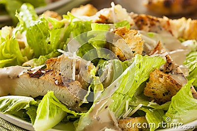 Healthy Grilled Chicken Caesar Salad Stock Photo