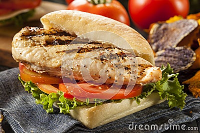 Healthy Grilled Chicken Sandwich Stock Photo