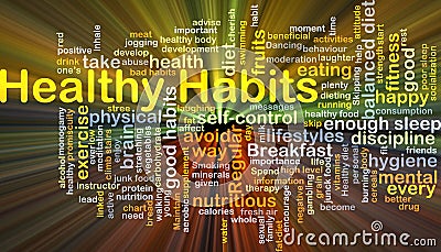 Healthy habits background concept glowing Cartoon Illustration