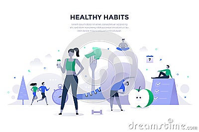 Healthy Habits Flat Concept Vector Illustration