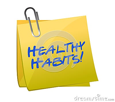 Healthy habits post it Cartoon Illustration