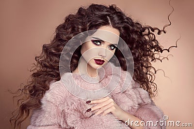 Healthy hair. Glamour portrait of beautiful brunette woman model Stock Photo