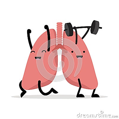 Healthy happy lungs cartoon vector Vector Illustration