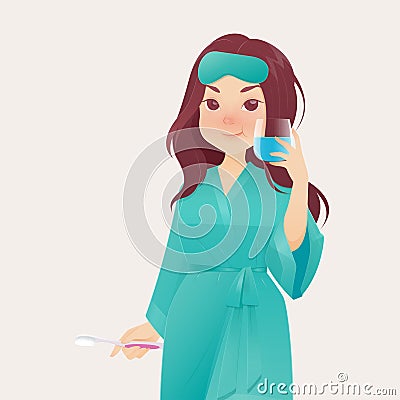 Mouthwash or Gargling Vector Illustration