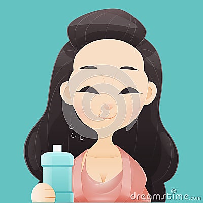 Healthy happy woman rinsing and gargling Vector Illustration