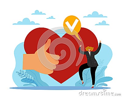 Healthy heart. Cardiological health care, happy patient, examination in clinic, professional treatment and healing Vector Illustration