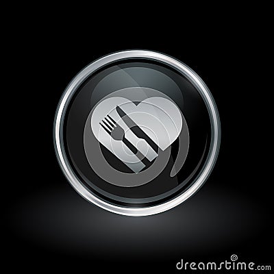 Healthy heart diet icon inside round silver and black emblem Vector Illustration