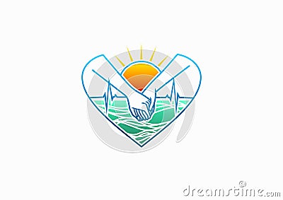 Healthy heart logo, cardiologist icon, natural care love symbol, hearbeat care ,medical surgeon and healthy life concept design Vector Illustration