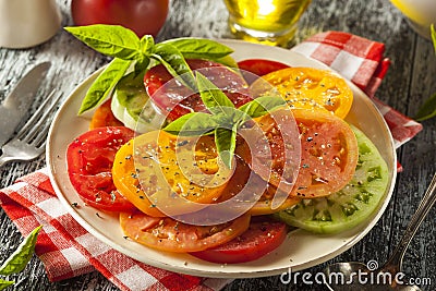 Healthy Heirloom Tomato Salad Stock Photo