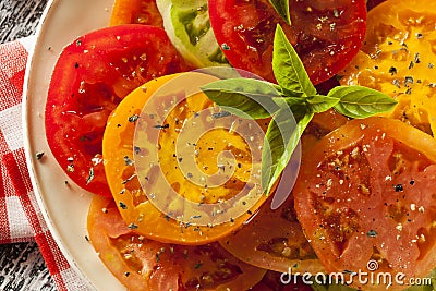 Healthy Heirloom Tomato Salad Stock Photo