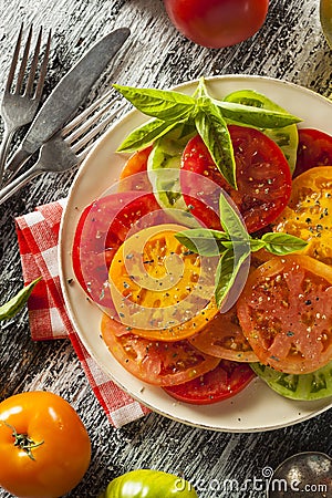 Healthy Heirloom Tomato Salad Stock Photo