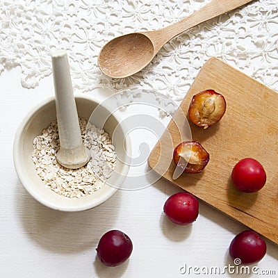 Healthy herbal flat lay for your beauty Stock Photo