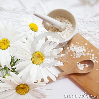 Healthy herbal flat lay for your beauty Stock Photo