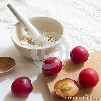 Healthy herbal flat lay for your beauty Stock Photo