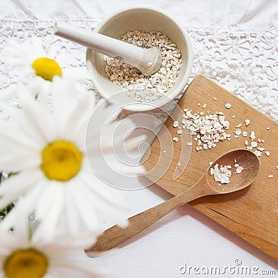 Healthy herbal flat lay for your beauty Stock Photo