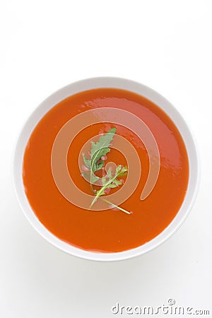 Healthy homemade tomato soup and vegetables Stock Photo