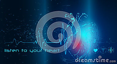 Innovative illustration of heartbeat. Modern and dynamic illustration of the heart and its rhythm Vector Illustration