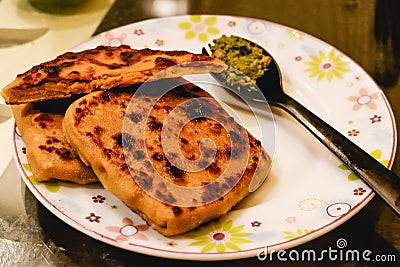 Healthy indian stuffed parotha Stock Photo