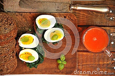 Healthy Italian breakfast with blood orange juice and sandwich Stock Photo