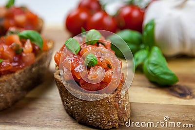 Healthy italian food - bruschetta Stock Photo