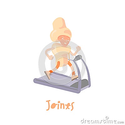 Healthy joints. Cartoon character. Healthcare, anatomy, orthopedics, transplantation image. Vector Illustration