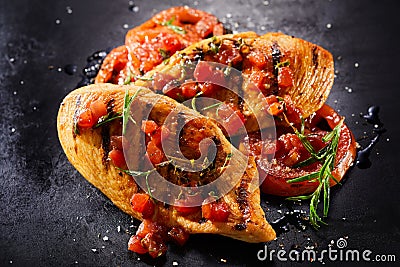 Healthy lean low fat grilled chicken breasts Stock Photo