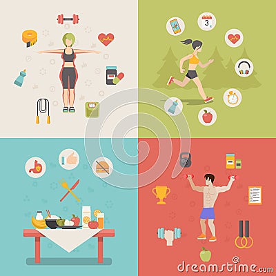 Healthy life concept vector illustration set peopl Vector Illustration