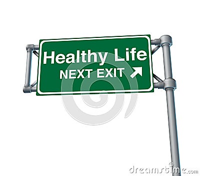 Healthy Life Freeway Exit Sign Highway Street Royalty Free Stock Image - Image: 18212486