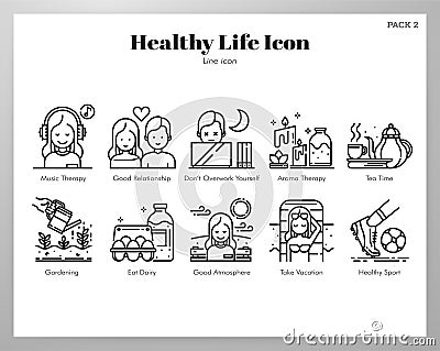 Healthy life icons Line pack Vector Illustration