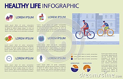 Healthy Life Infographic, Statistics and Benefits. Vector Illustration