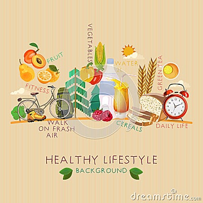 Healthy lifestyle background Vector Illustration