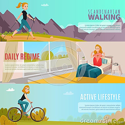 Healthy Lifestyle Banners Vector Illustration