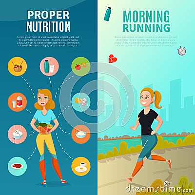 Healthy Lifestyle Banners Vector Illustration