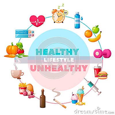 Healthy Lifestyle Cartoon Composition Cartoon Illustration