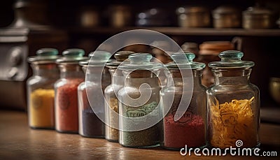 A healthy lifestyle choice a jar of organic herbal medicine generated by AI Stock Photo