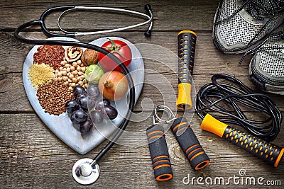 Healthy lifestyle concept with diet and fitness Stock Photo