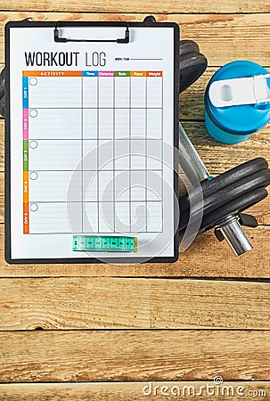 Workout log sheet Stock Photo