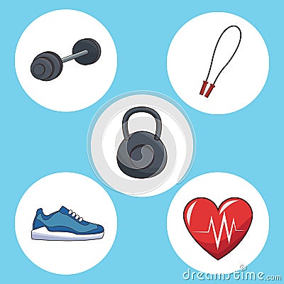 Healthy lifestyle concept sport icons Vector Illustration