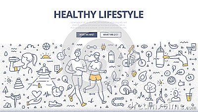 Healthy Lifestyle Doodle Concept Vector Illustration