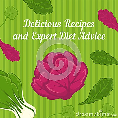 Delicious recipes and expert diet advice banner Vector Illustration