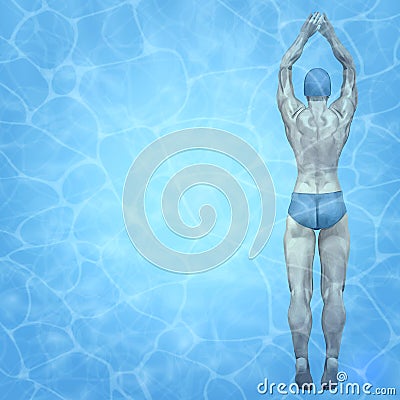 Healthy lifestyle. Fit swimmer training in the swimming pool. Professional male swimmer inside swimming pool. Texture of Vector Illustration