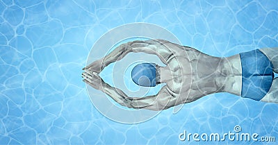 Healthy lifestyle. Fit swimmer training in the swimming pool. Professional male swimmer inside swimming pool. Texture of Vector Illustration