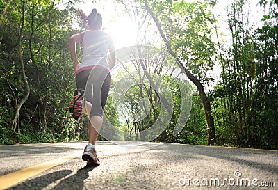 Healthy lifestyle fitness sports woman running Stock Photo