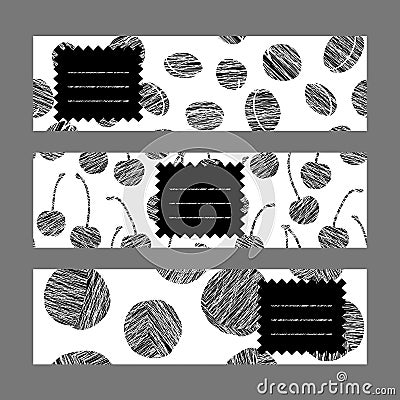 Healthy lifestyle flyers series. Set of Horizontal Berry Banners. Stock Photo